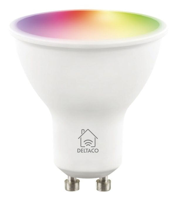 DELTACO SMART HOME LED-lampa, GU10, WiFI 2,4GHz, 5W, 470lm, dimbar, 2700K-6500K,