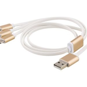 EPZI 3 i 1 Kabel Lightning, Micro, USB-C - 1m - Guld