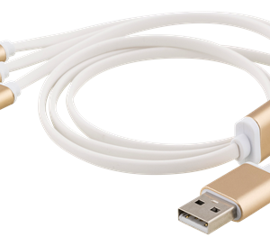 EPZI Multiladdare, USB-C, Lightning, Micro USB, USB-A, 1m, vit
