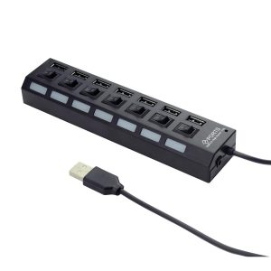 Gembird 7-port USB-hubb 2.0 med Switch - Svart