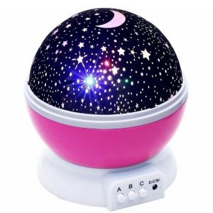 Rosa nattlampa med roterande stjärnhimmel
