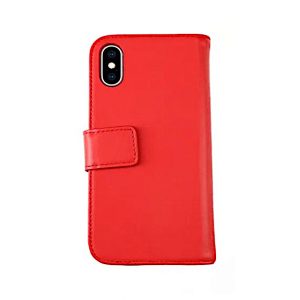 Rvelon iPhone X/XS - Genuint plånboksfodral - Röd