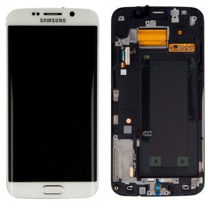 Samsung Galaxy S6 Edge Skärm LCD Display Glas Original - Vit